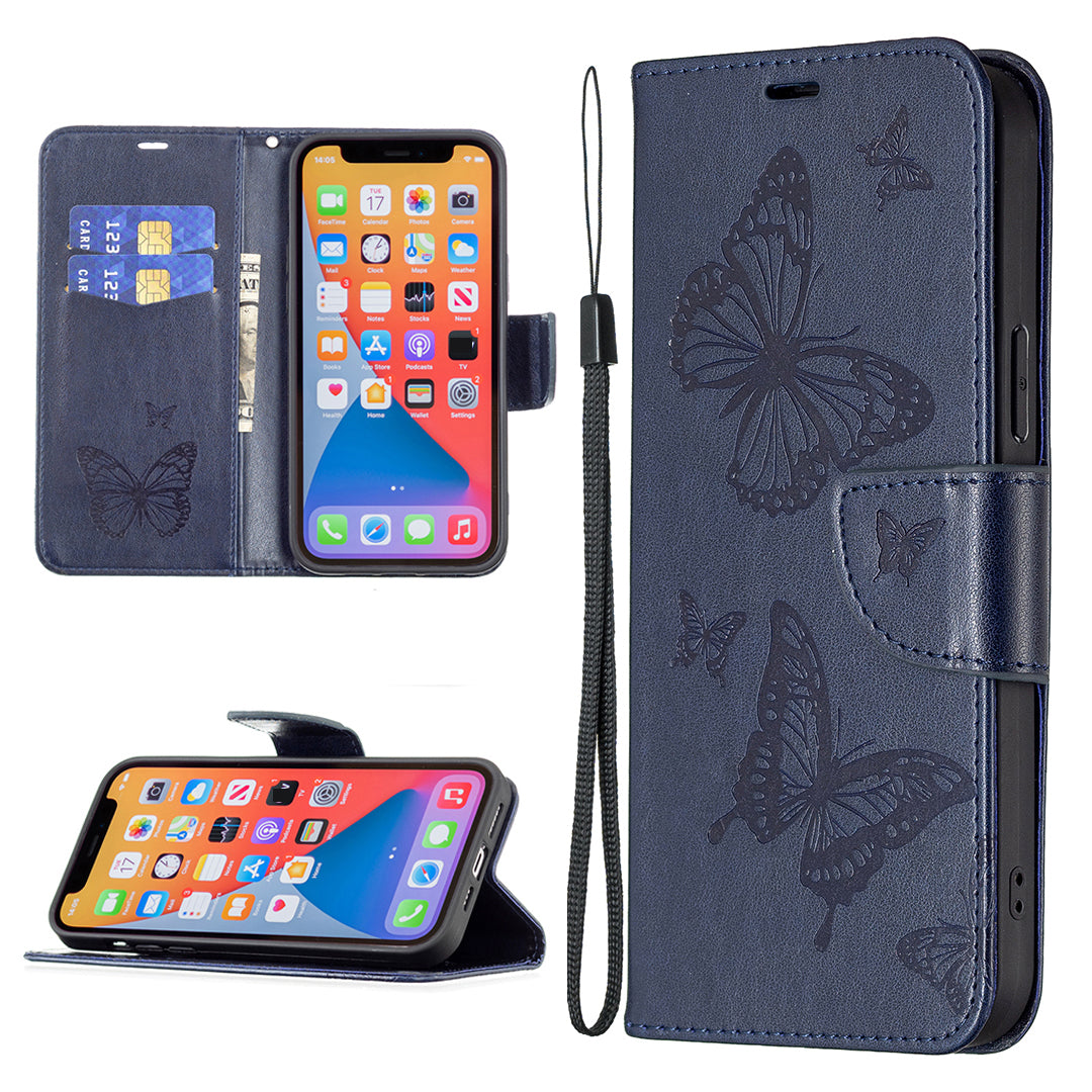 For Xiaomi Redmi Note 13 4G Case Butterfly Imprinted Stand Full Protection Phone Cover - Blue