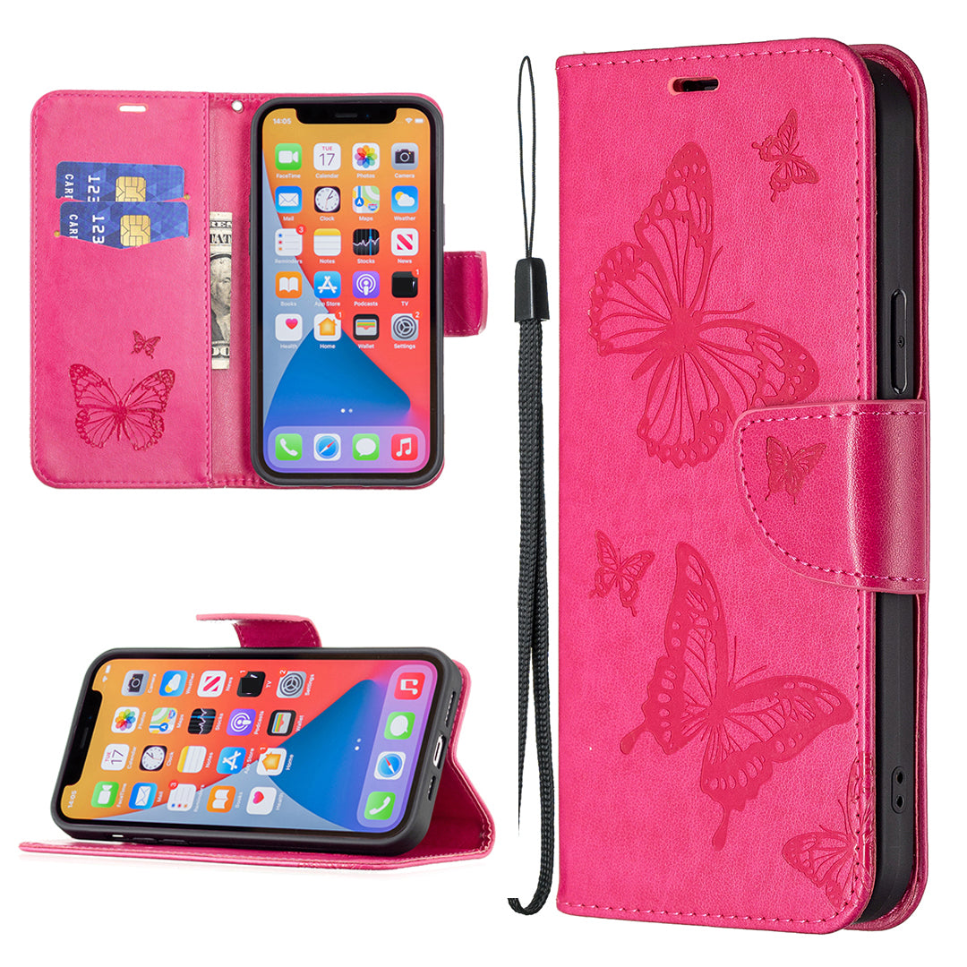 For Xiaomi Redmi Note 13 4G Case Butterfly Imprinted Stand Full Protection Phone Cover - Rose
