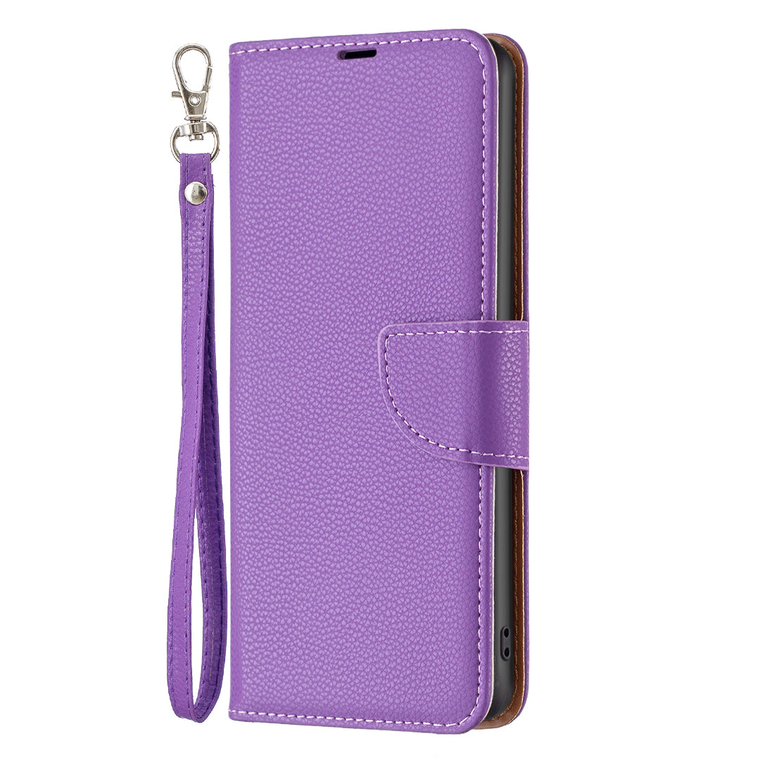 For Xiaomi Redmi Note 13 4G Case PU Leather Litchi Texture Phone Cover Magnetic Closure - Purple