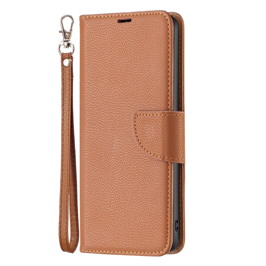 For Xiaomi Redmi Note 13 4G Case PU Leather Litchi Texture Phone Cover Magnetic Closure - Brown