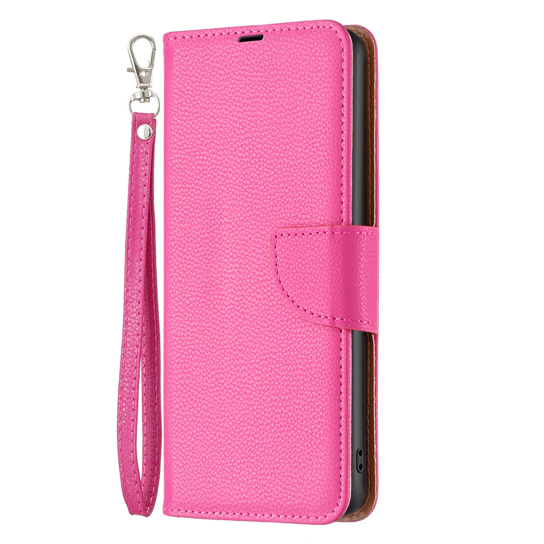 For Xiaomi Redmi Note 13 4G Case PU Leather Litchi Texture Phone Cover Magnetic Closure - Rose