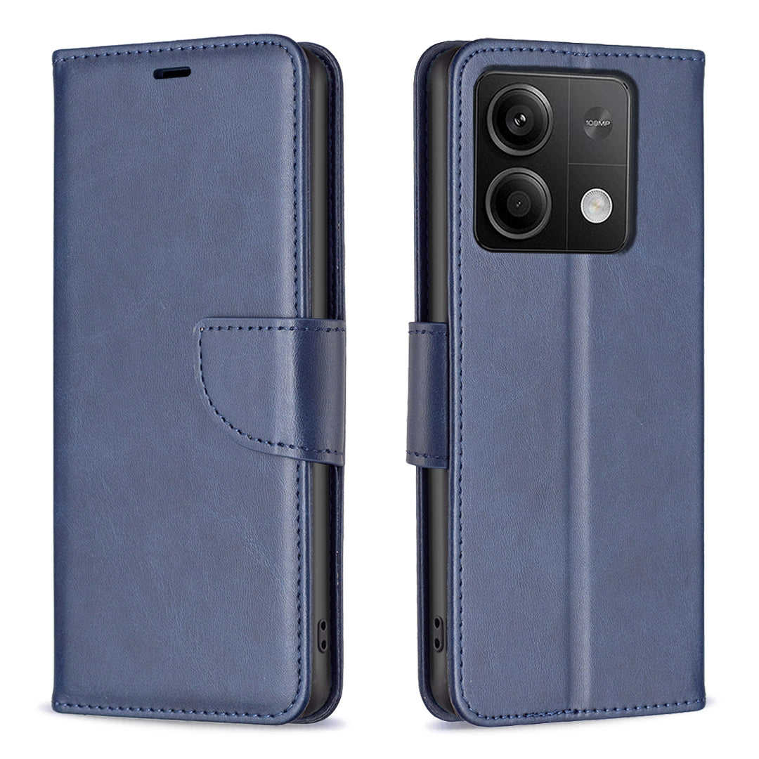 For Xiaomi Redmi Note 13 4G Case PU Leather Stand Wrist Strap Phone Cover - Blue