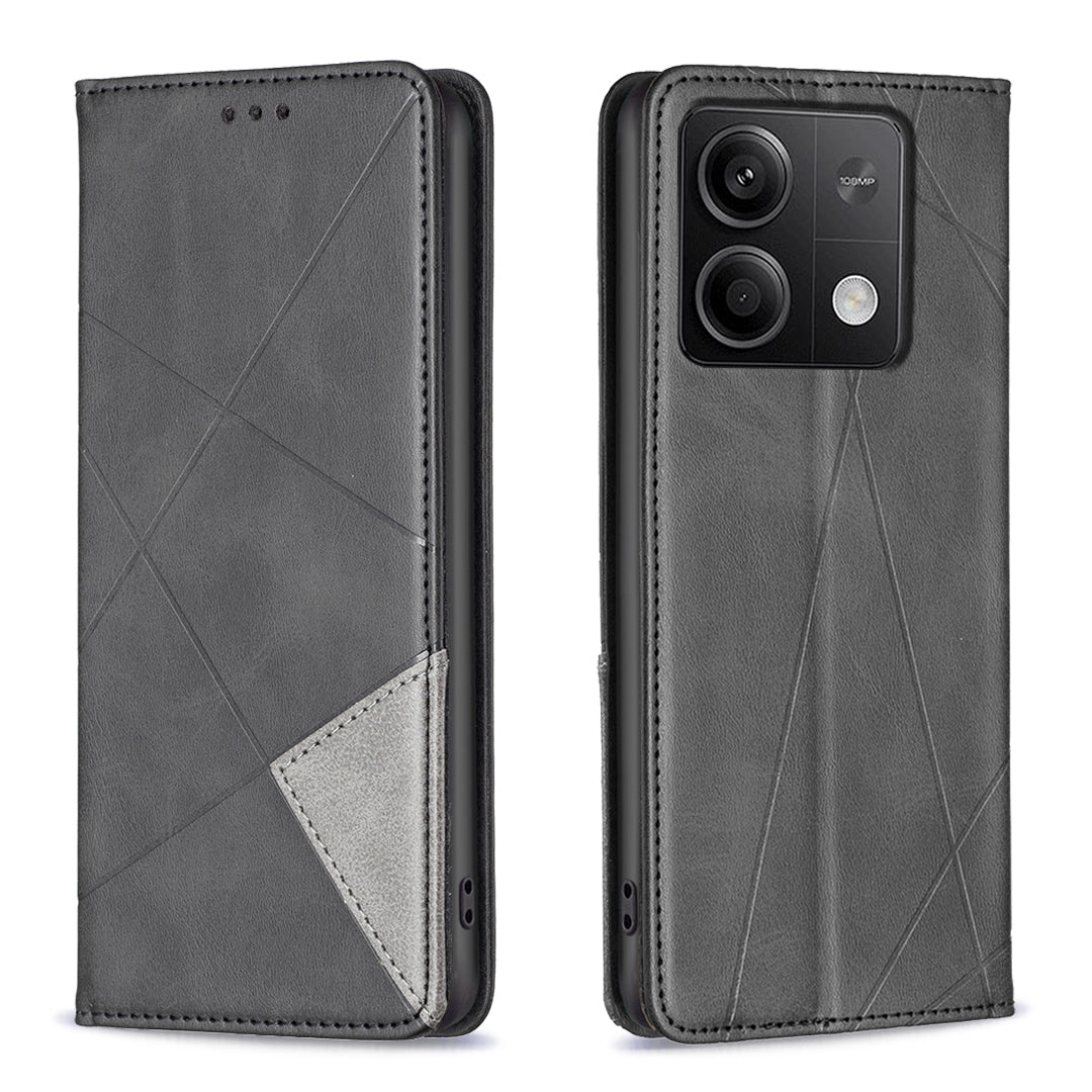 For Xiaomi Redmi Note 13 4G Leather Case with Card Slots Magnetic Closing - Black