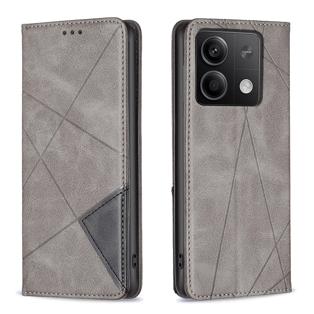 For Xiaomi Redmi Note 13 4G Leather Case with Card Slots Magnetic Closing - Grey