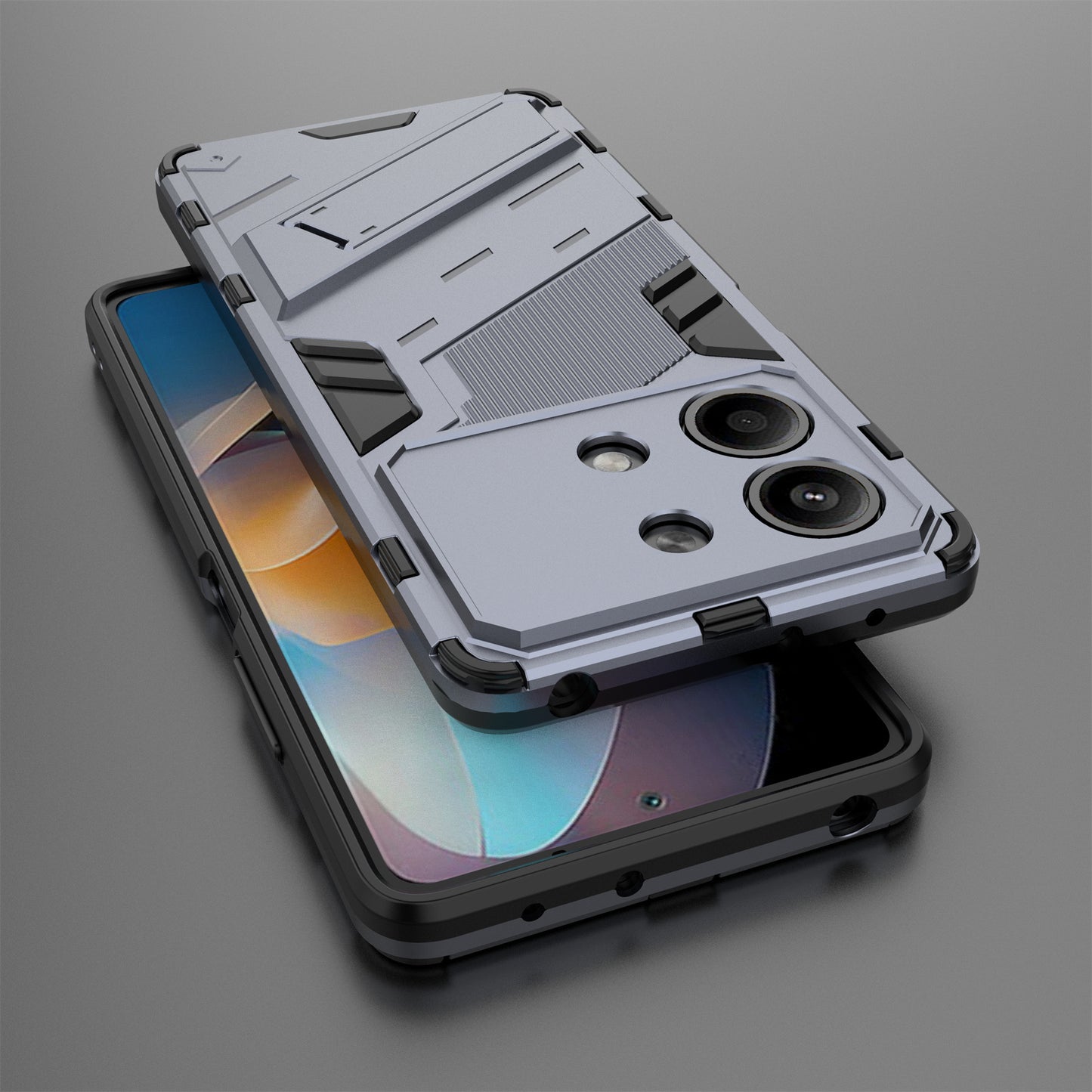 For Xiaomi Redmi Note 13R Pro 5G Kickstand Case Drop-proof Phone Cover - Dark Blue