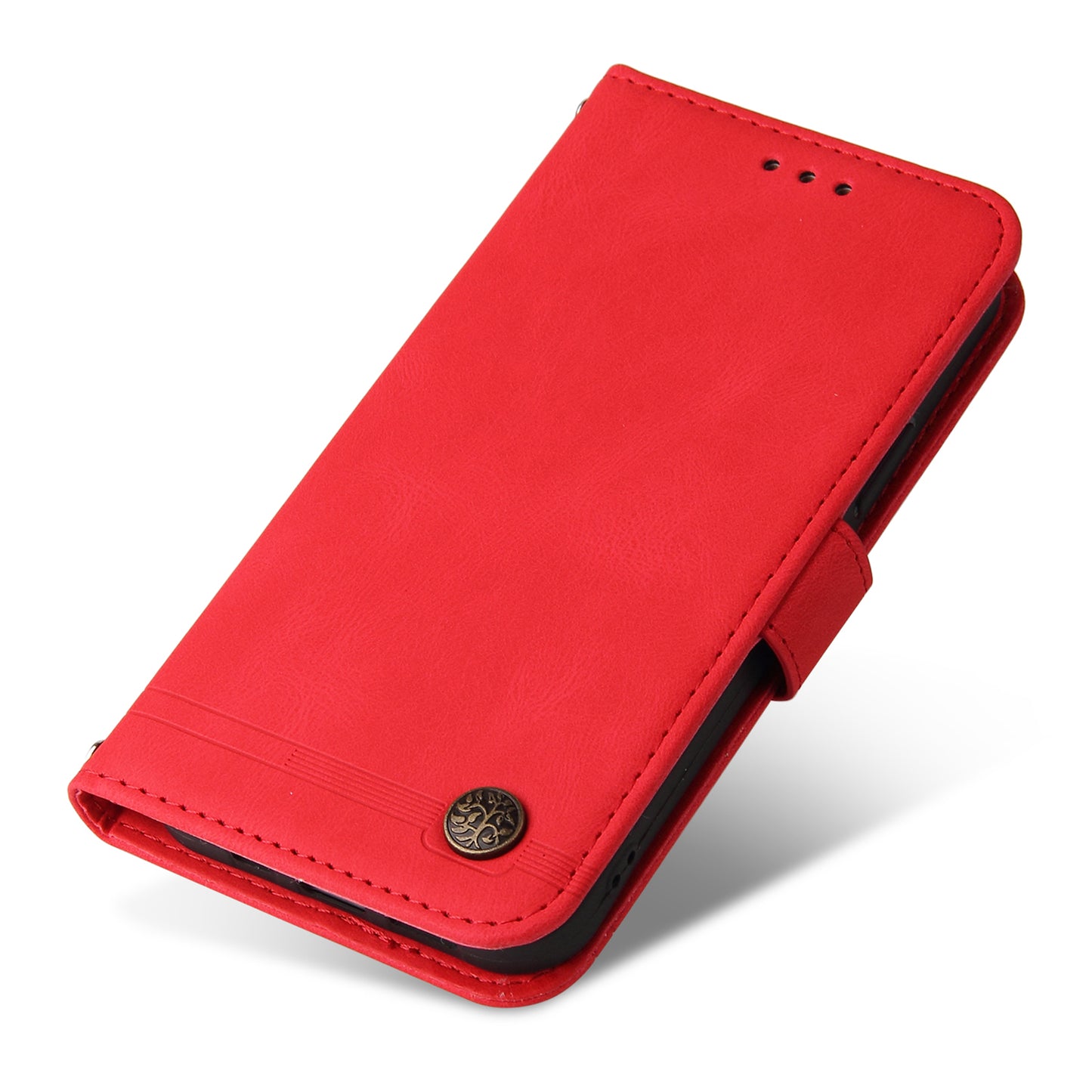 For Xiaomi Redmi Note 13 4G Skin-Feel Leather Case Wallet Stand Phone Cover - Red