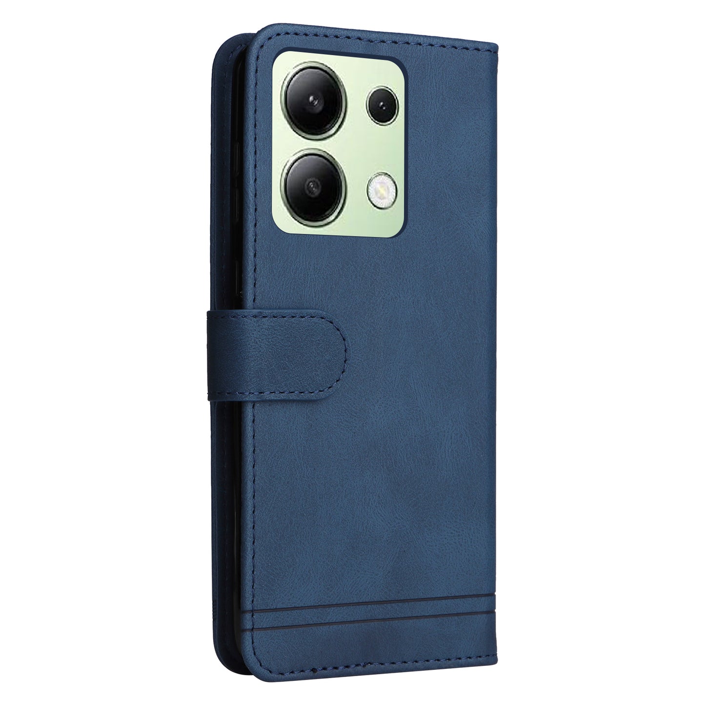 For Xiaomi Redmi Note 13 4G Skin-Feel Leather Case Wallet Stand Phone Cover - Blue