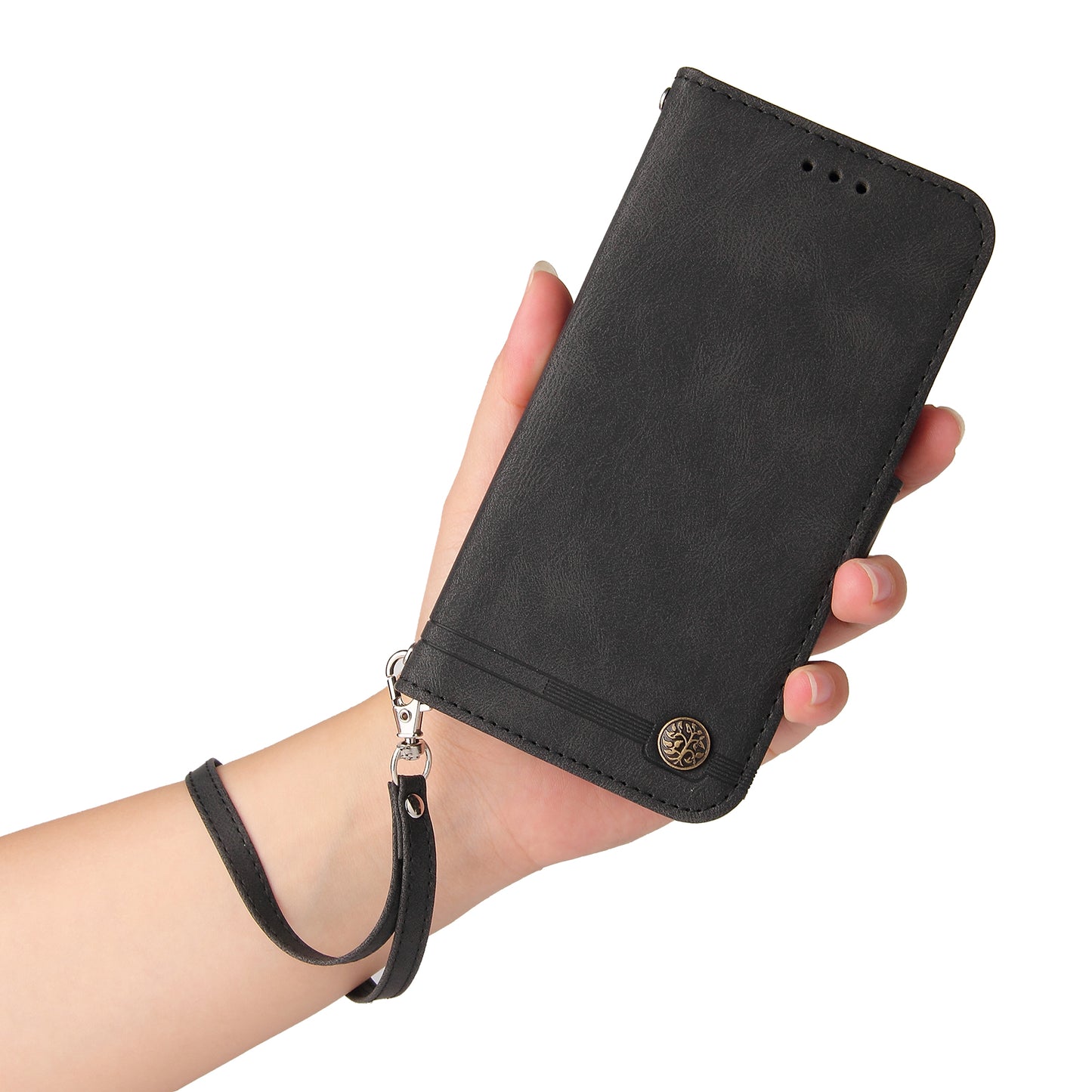 For Xiaomi Redmi Note 13 4G Skin-Feel Leather Case Wallet Stand Phone Cover - Black