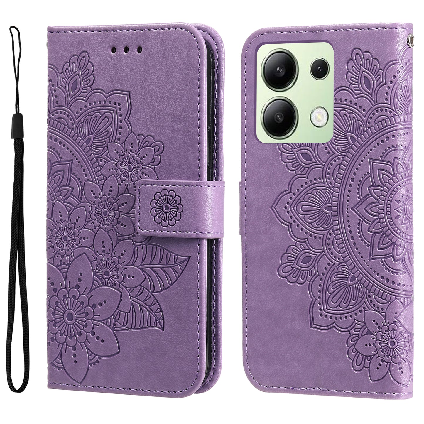 For Xiaomi Redmi Note 13 4G Cover Imprinted PU Leather Flip Stand Phone Case - Purple