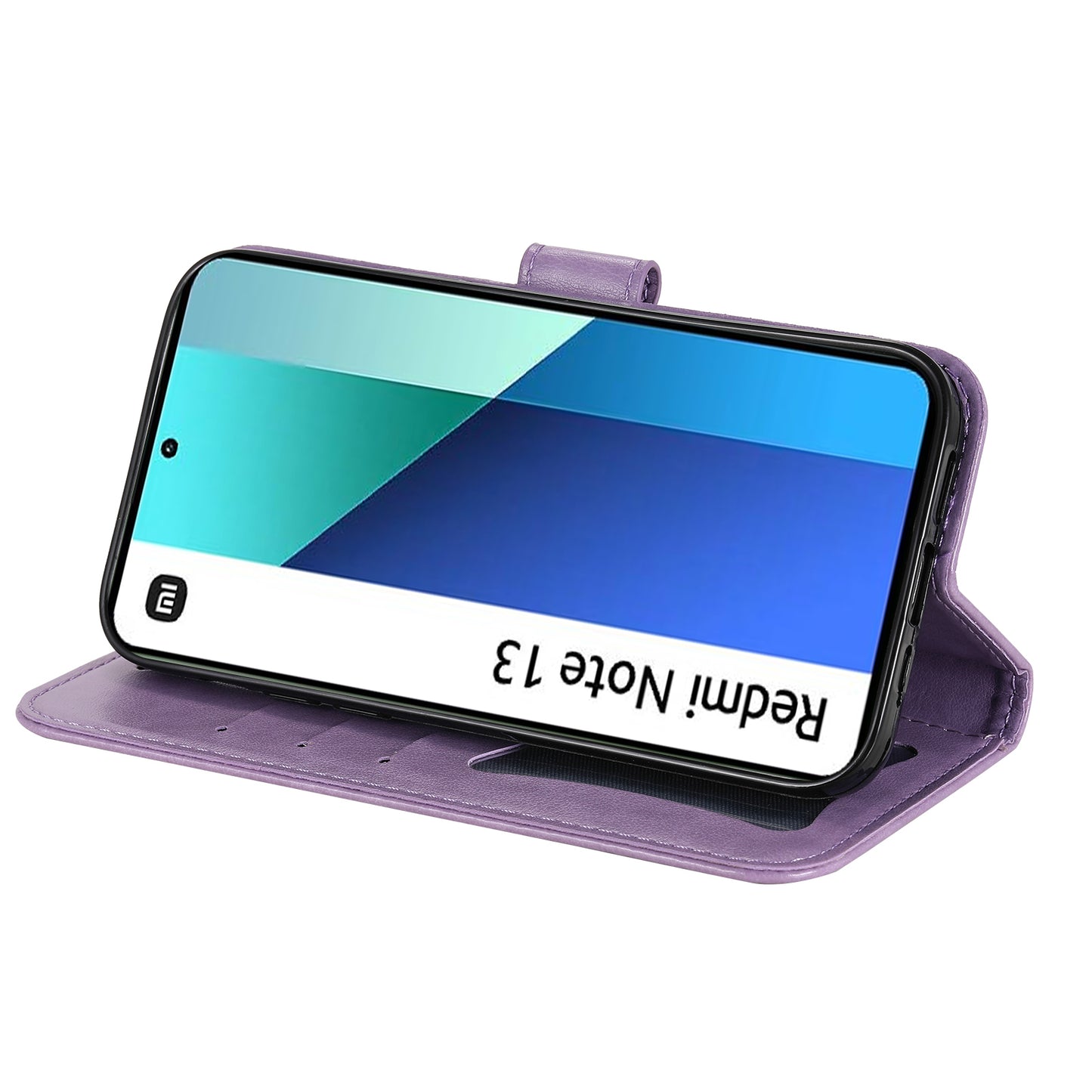 For Xiaomi Redmi Note 13 4G Cover Imprinted PU Leather Flip Stand Phone Case - Purple