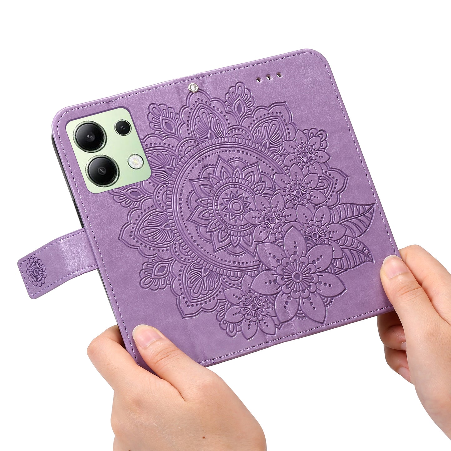 For Xiaomi Redmi Note 13 4G Cover Imprinted PU Leather Flip Stand Phone Case - Purple