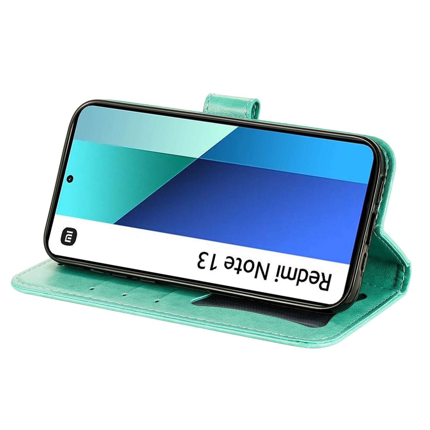 For Xiaomi Redmi Note 13 4G Cover Imprinted PU Leather Flip Stand Phone Case - Green