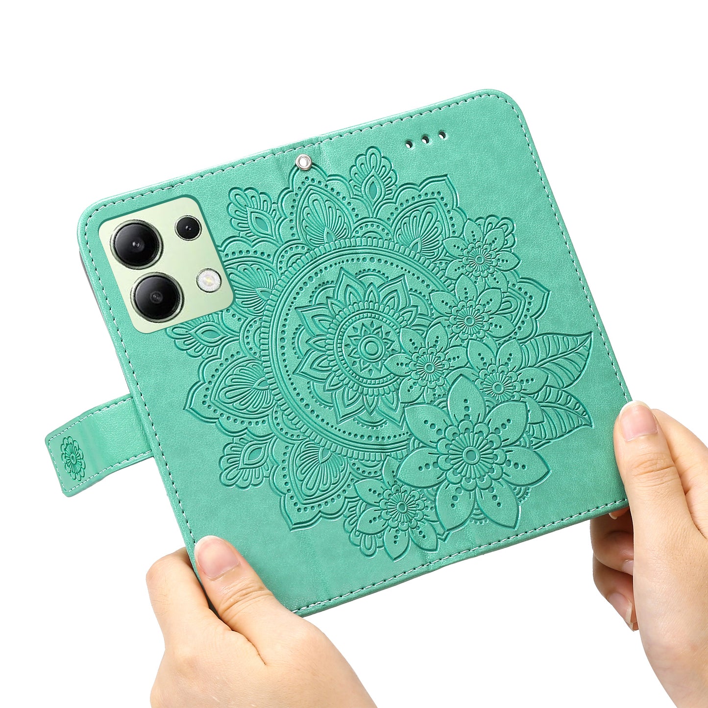 For Xiaomi Redmi Note 13 4G Cover Imprinted PU Leather Flip Stand Phone Case - Green