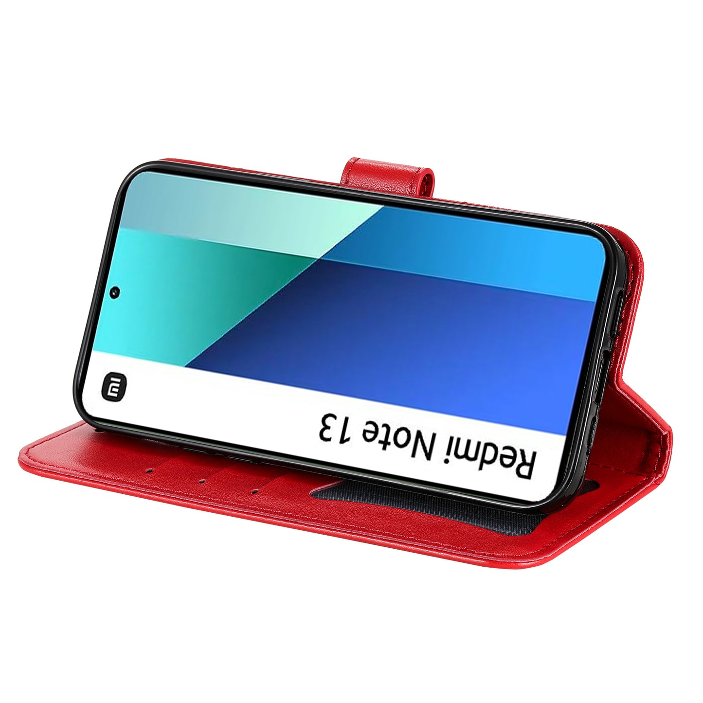 For Xiaomi Redmi Note 13 4G Cover Imprinted PU Leather Flip Stand Phone Case - Red