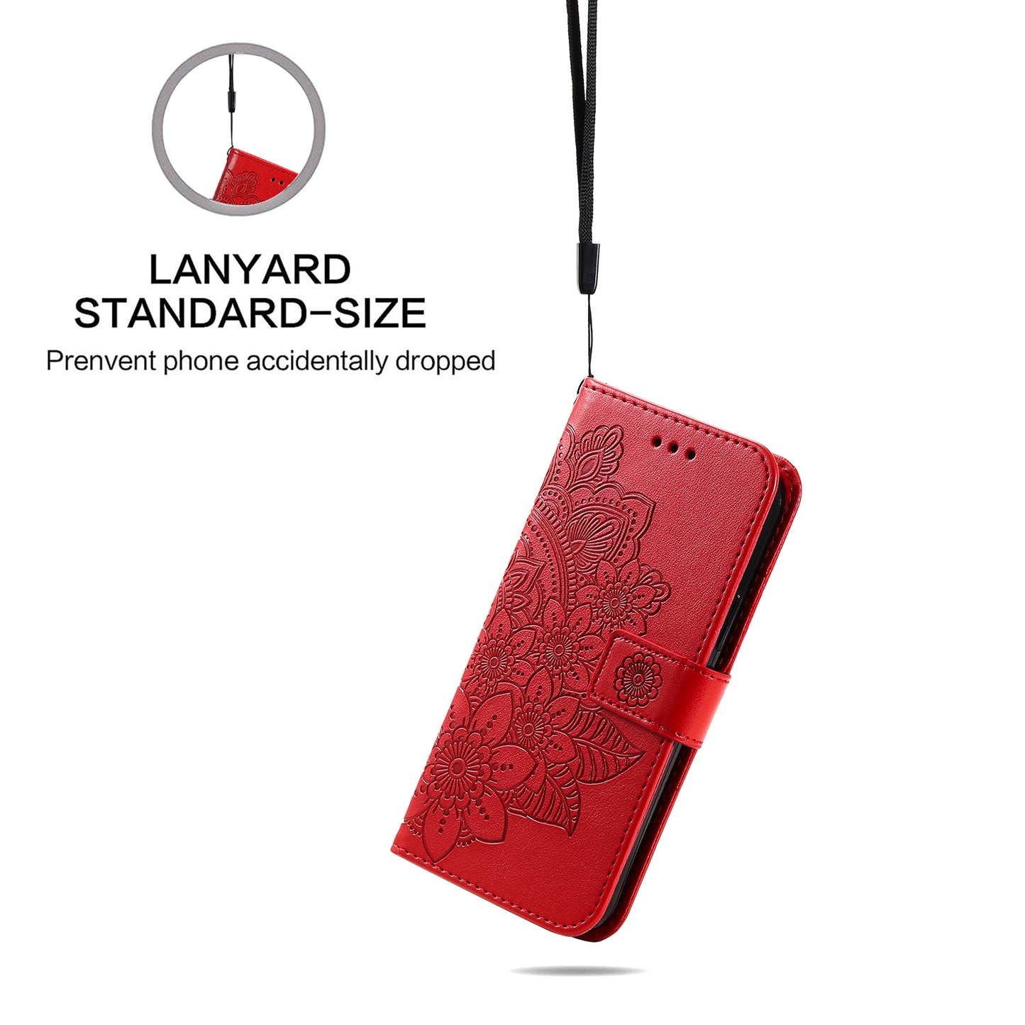 For Xiaomi Redmi Note 13 4G Cover Imprinted PU Leather Flip Stand Phone Case - Red