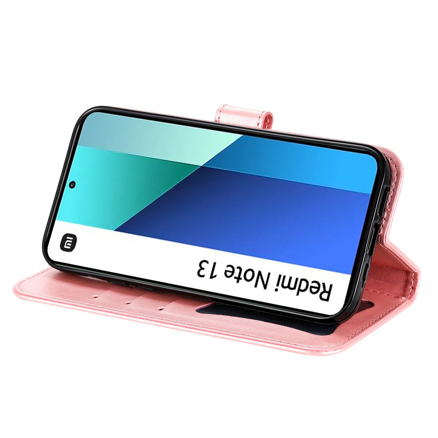 For Xiaomi Redmi Note 13 4G Cover Imprinted PU Leather Flip Stand Phone Case - Pink