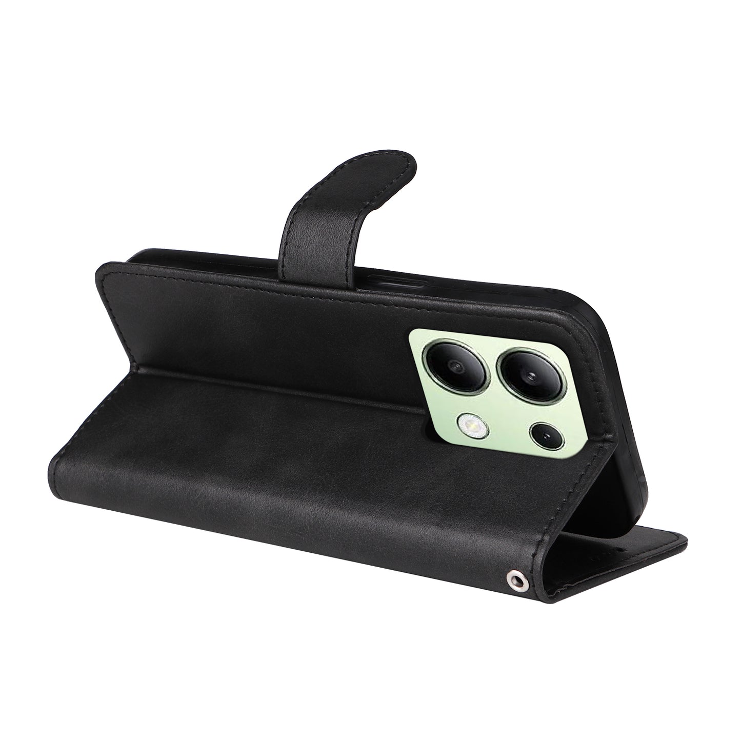 For Xiaomi Redmi Note 13 4G Case PU Leather Cover with Wallet Card Slots - Black