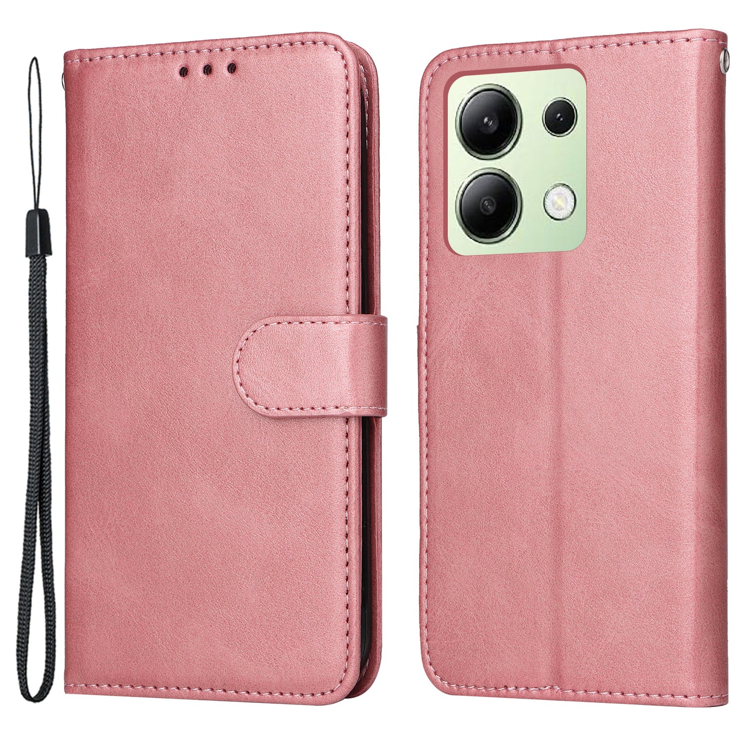 For Xiaomi Redmi Note 13 4G Case PU Leather Cover with Wallet Card Slots - Pink