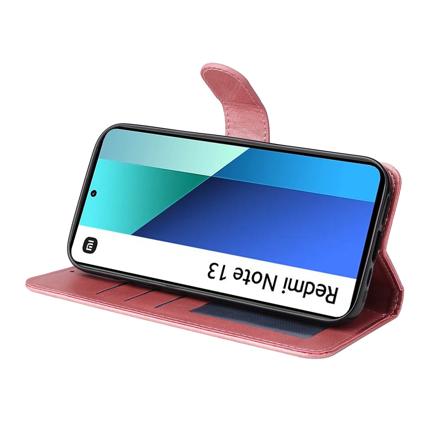 For Xiaomi Redmi Note 13 4G Case PU Leather Cover with Wallet Card Slots - Pink