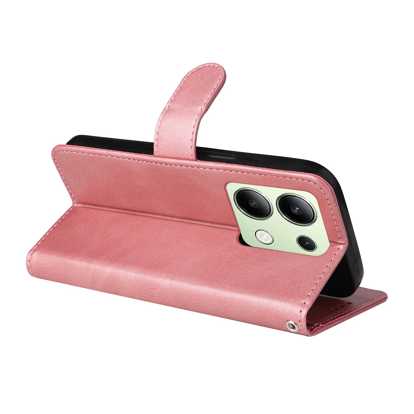 For Xiaomi Redmi Note 13 4G Case PU Leather Cover with Wallet Card Slots - Pink