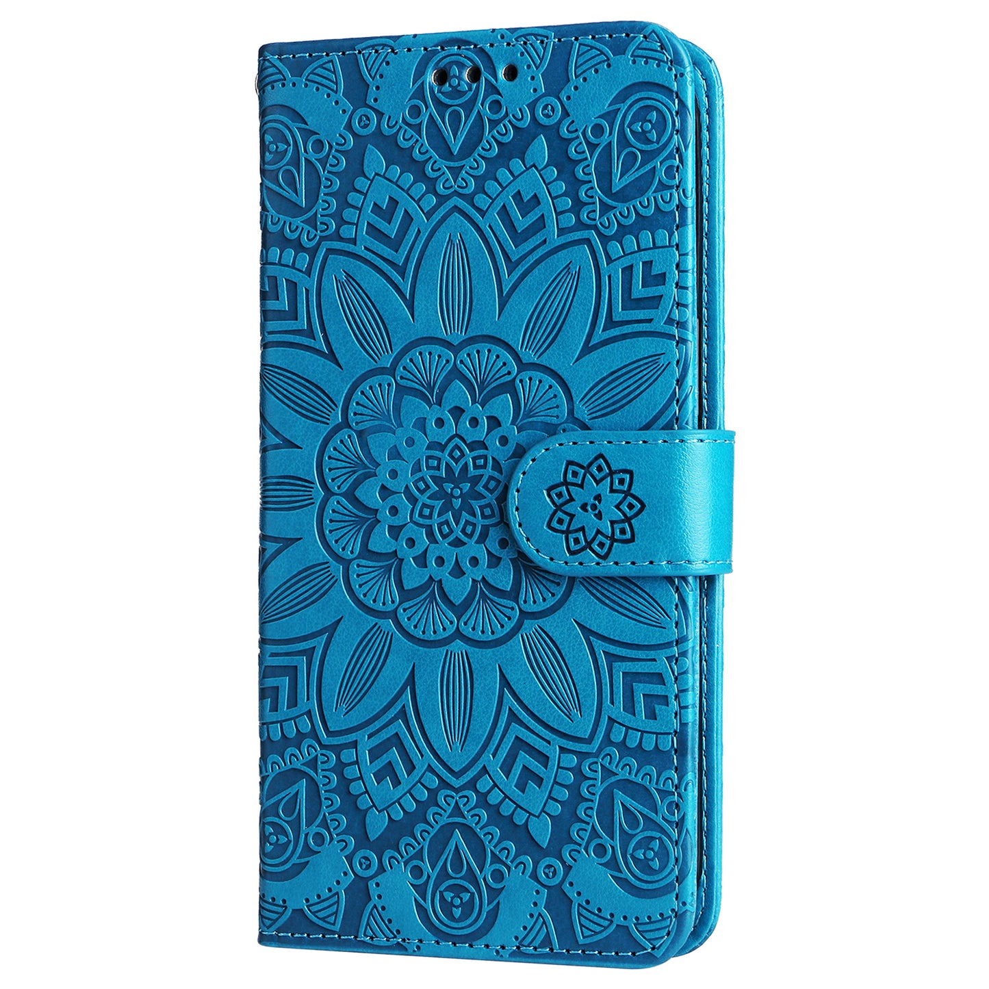 For Xiaomi Redmi Note 13 4G Case Wallet Imprinted Phone Cover with Hand Strap - Blue