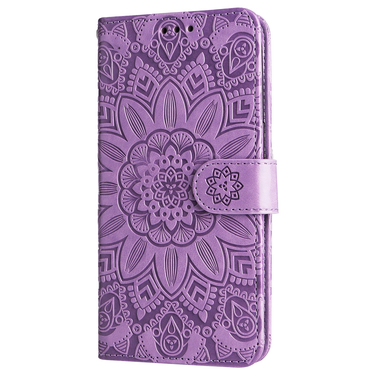 For Xiaomi Redmi Note 13 4G Case Wallet Imprinted Phone Cover with Hand Strap - Purple