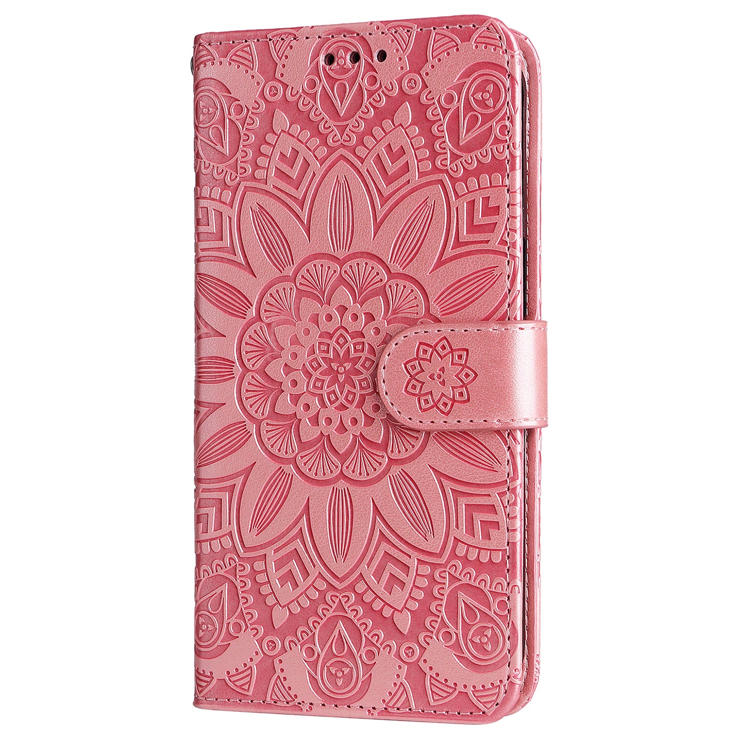 For Xiaomi Redmi Note 13 4G Case Wallet Imprinted Phone Cover with Hand Strap - Pink