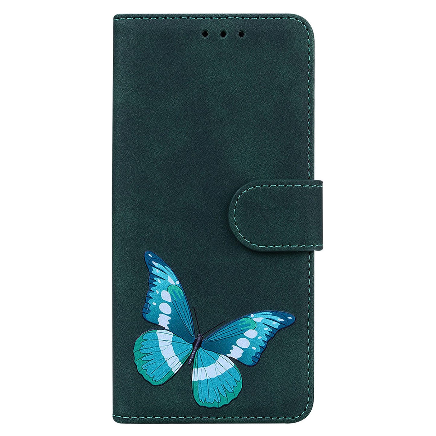 For Xiaomi Redmi Note 13 Pro+ 5G Wallet Case Butterfly Pattern Design PU Leather Phone Cover - Green