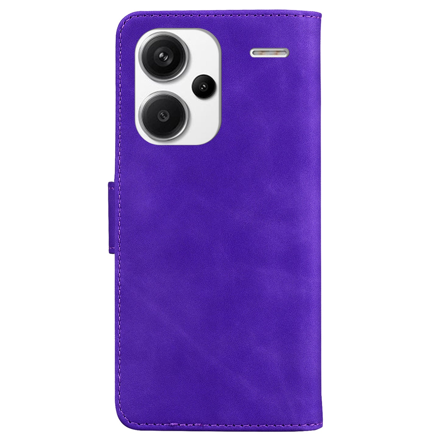 For Xiaomi Redmi Note 13 Pro+ 5G Case Solid Color Leather Phone Cover Stand Card Holder - Purple