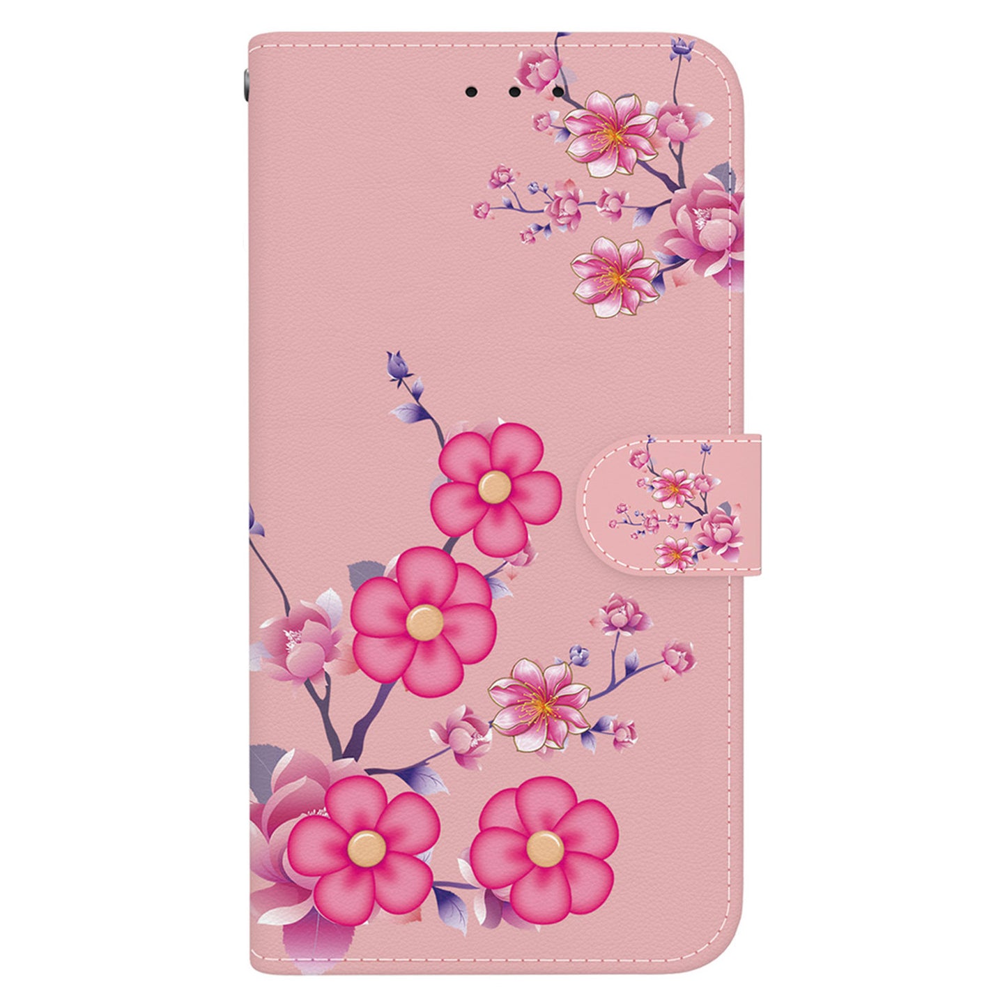For Xiaomi Redmi Note 13 Pro+ 5G Phone Case Pattern Printing Cover Stand Wrist Strap - Sakura
