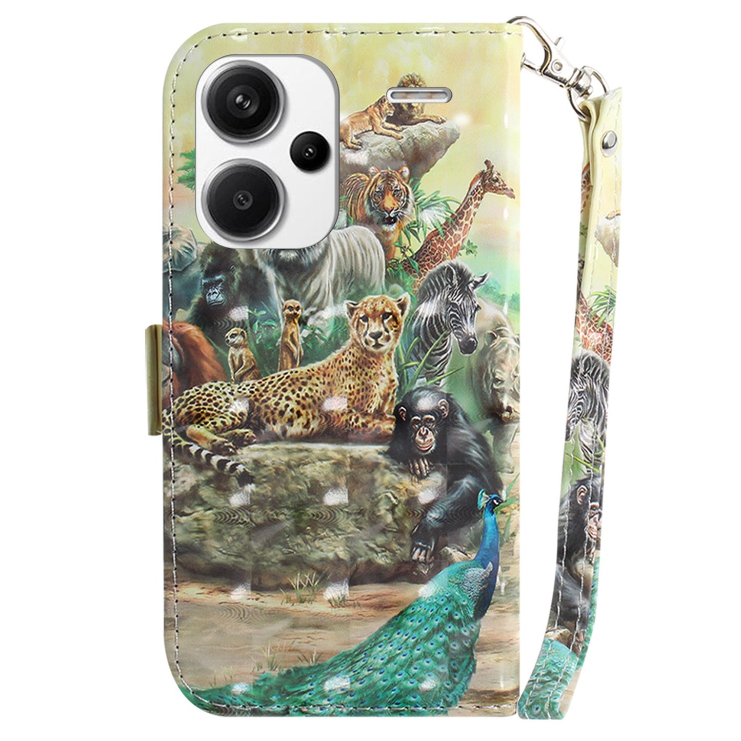 For Xiaomi Redmi Note 13 Pro+ 5G Case 3D Pattern Leather Wallet Phone Cover Handbag - Animals