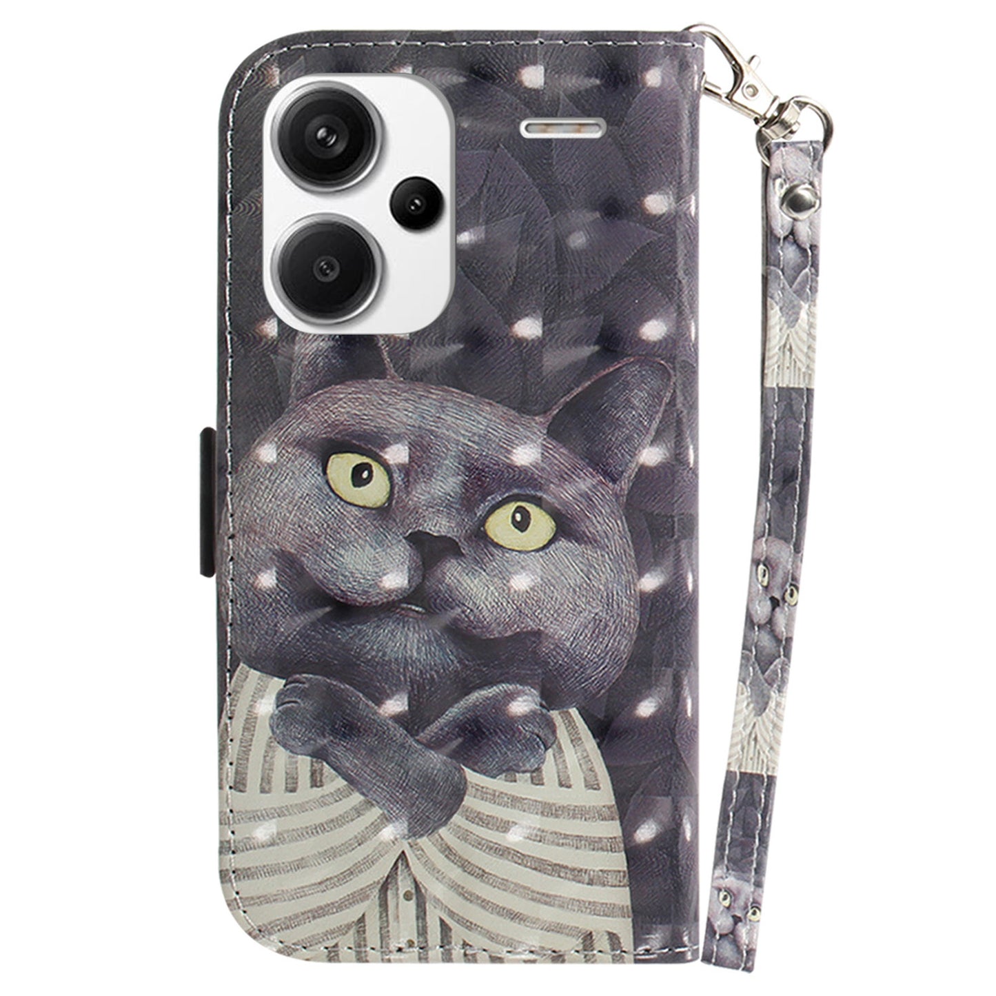 For Xiaomi Redmi Note 13 Pro+ 5G Case 3D Pattern Leather Wallet Phone Cover Handbag - Embracing Cat