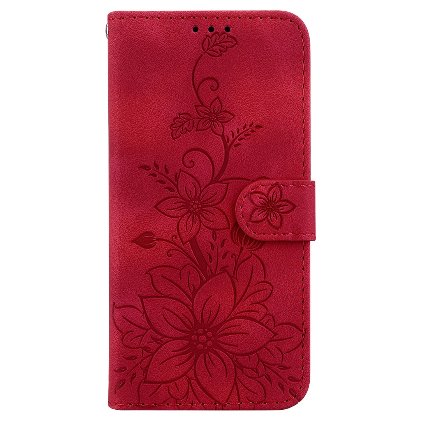 For Xiaomi Redmi Note 13 Pro+ 5G Wallet Case Flower Magnetic Leather Folio Phone Cover - Red