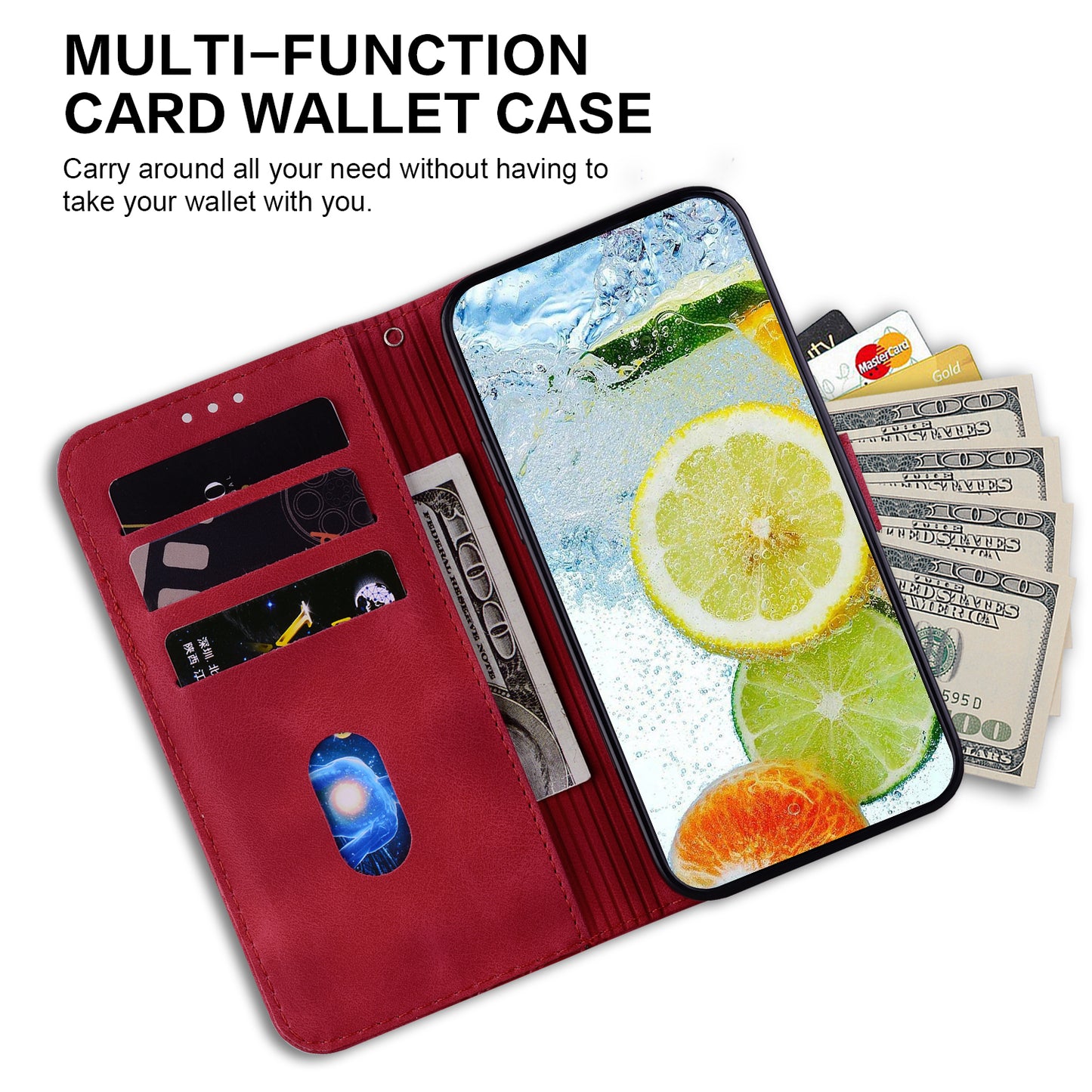 For Xiaomi Redmi Note 13 Pro+ 5G Phone Case Double 8-Shape Wallet Flip Cover - Red