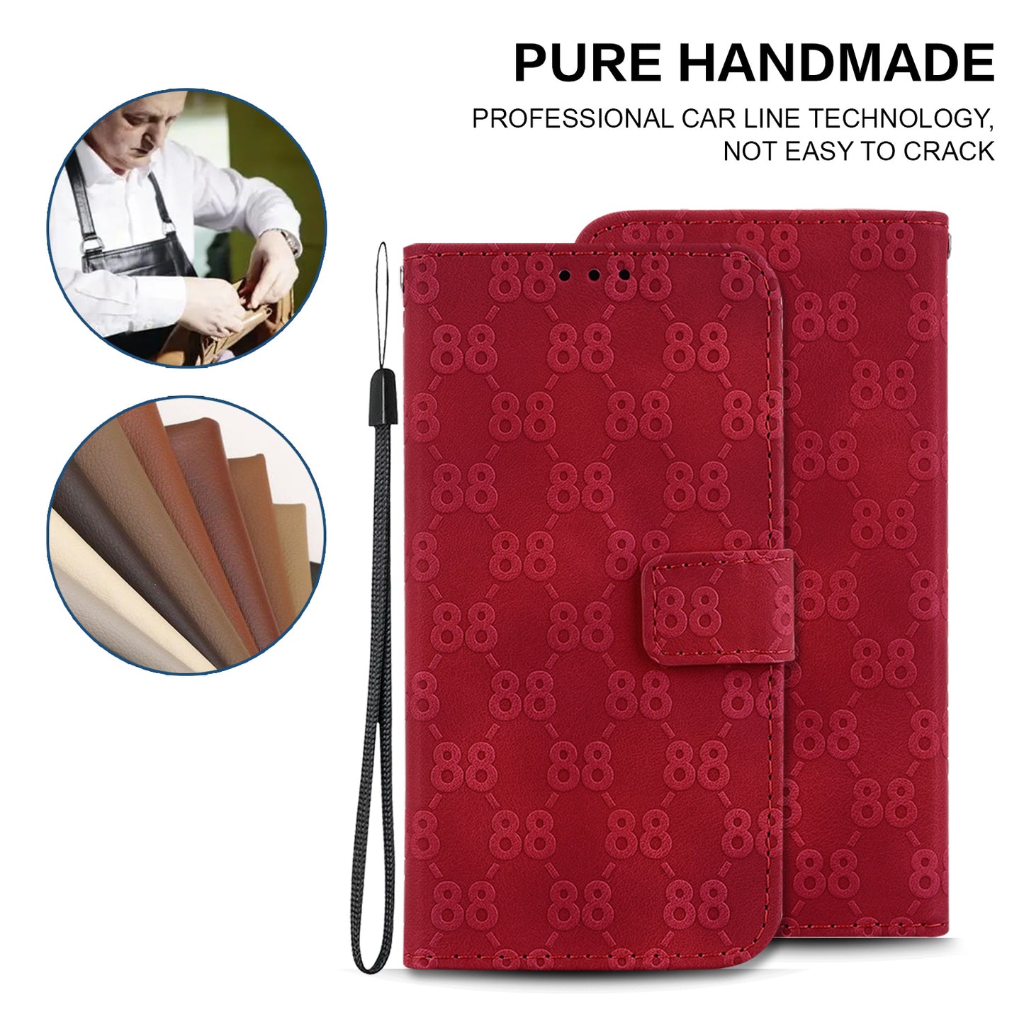 For Xiaomi Redmi Note 13 Pro+ 5G Phone Case Double 8-Shape Wallet Flip Cover - Red