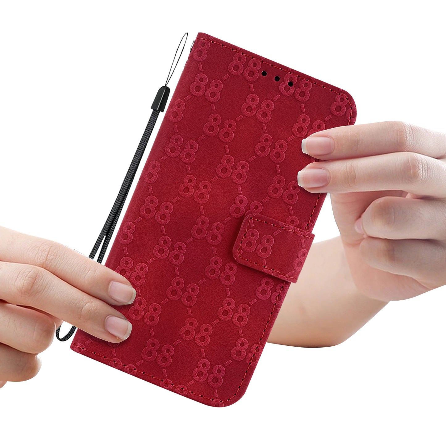 For Xiaomi Redmi Note 13 Pro+ 5G Phone Case Double 8-Shape Wallet Flip Cover - Red