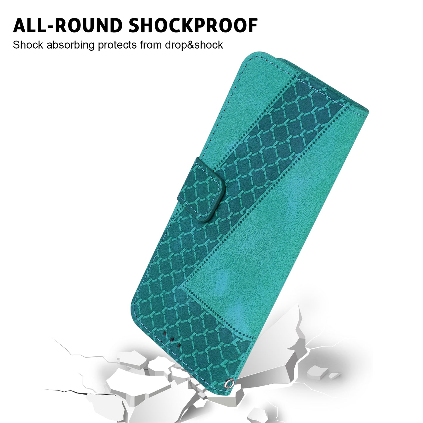 For Xiaomi Redmi Note 13 Pro 5G / Poco X6 5G Stand Card Slots Case 7-Shape Pattern PU Leather Phone Cover - Green