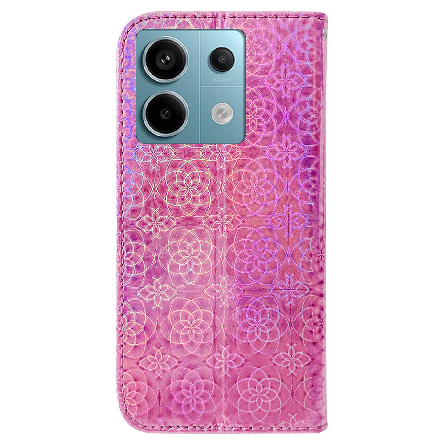 For Xiaomi Redmi Note 13 Pro 5G / Poco X6 5G Magnetic Case Dazzling Flower Phone Wallet Cover - Pink