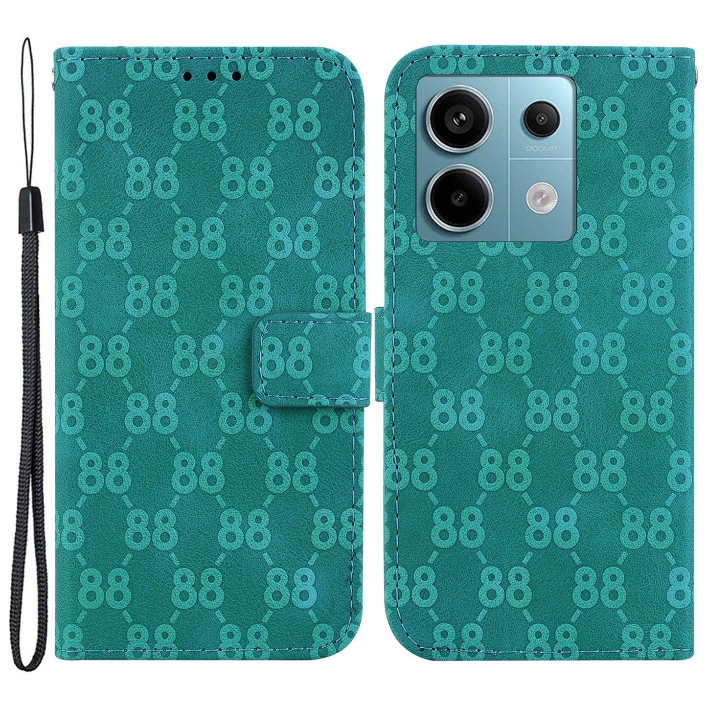 For Xiaomi Redmi Note 13 Pro 5G / Poco X6 5G Wallet Phone Case Double 8-Shape Leather Cover - Green