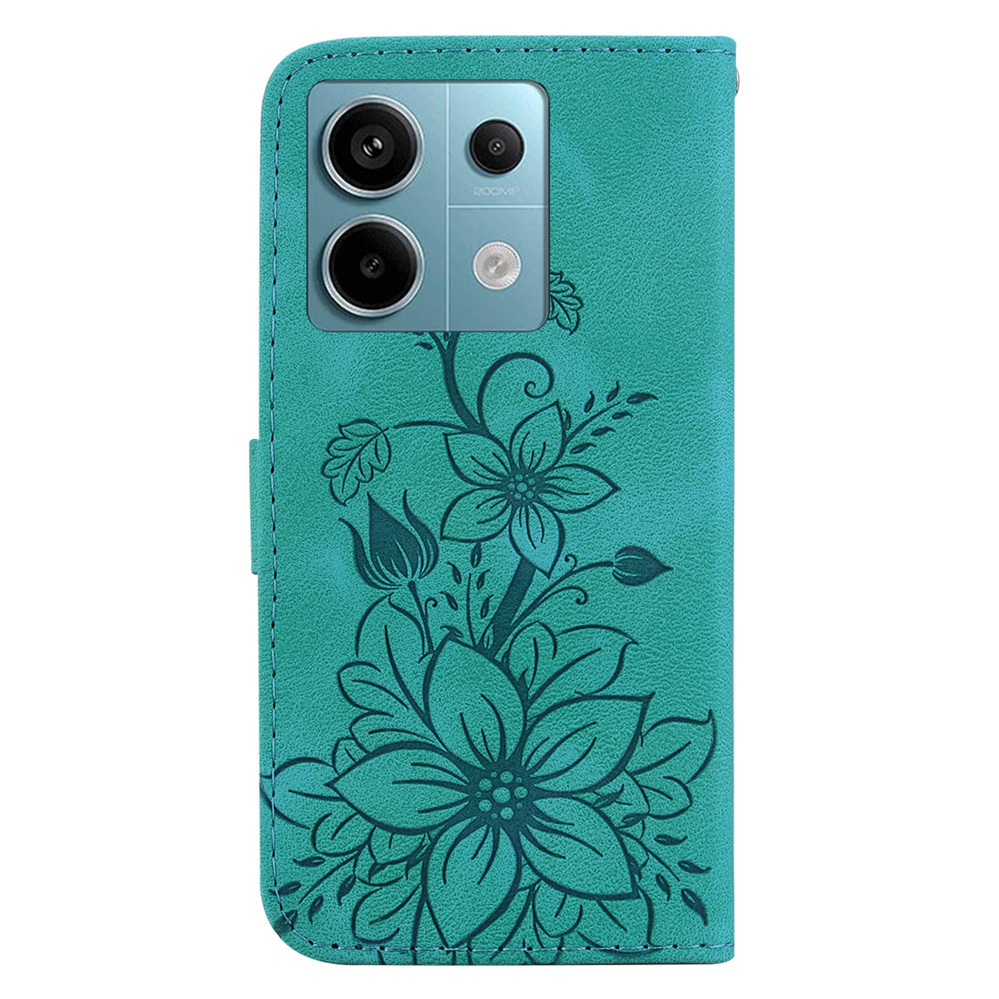 For Xiaomi Redmi Note 13 Pro 5G / Poco X6 5G Phone Cover Flower Wallet Leather Case with Card Holder - Green