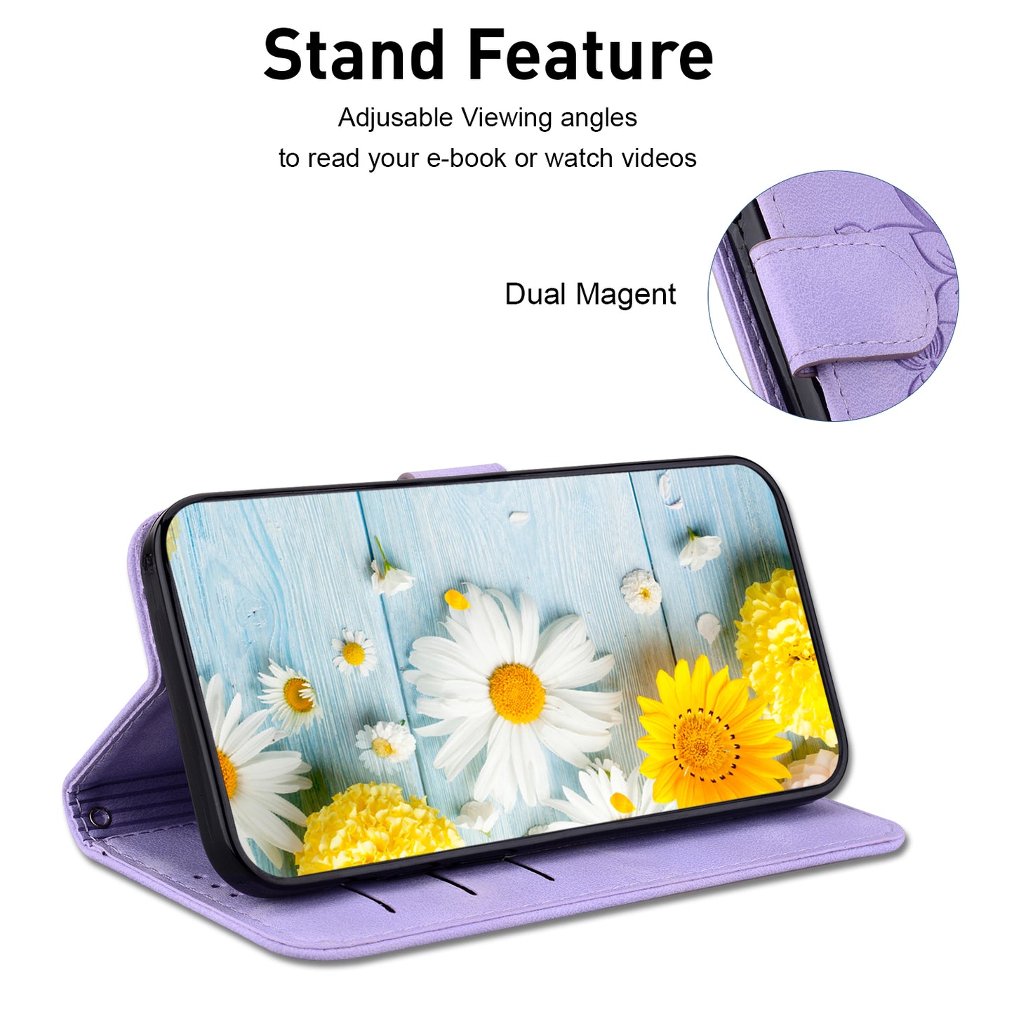 For Xiaomi Redmi Note 13 Pro 5G / Poco X6 5G Phone Cover Flower Wallet Leather Case with Card Holder - Purple