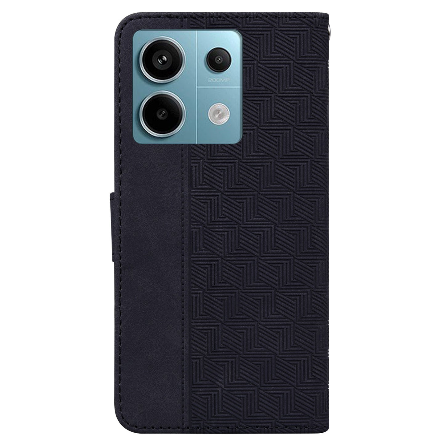 For Xiaomi Redmi Note 13 Pro 5G / Poco X6 5G Leather Flip Phone Case Wallet Cover Geometry Pattern - Black