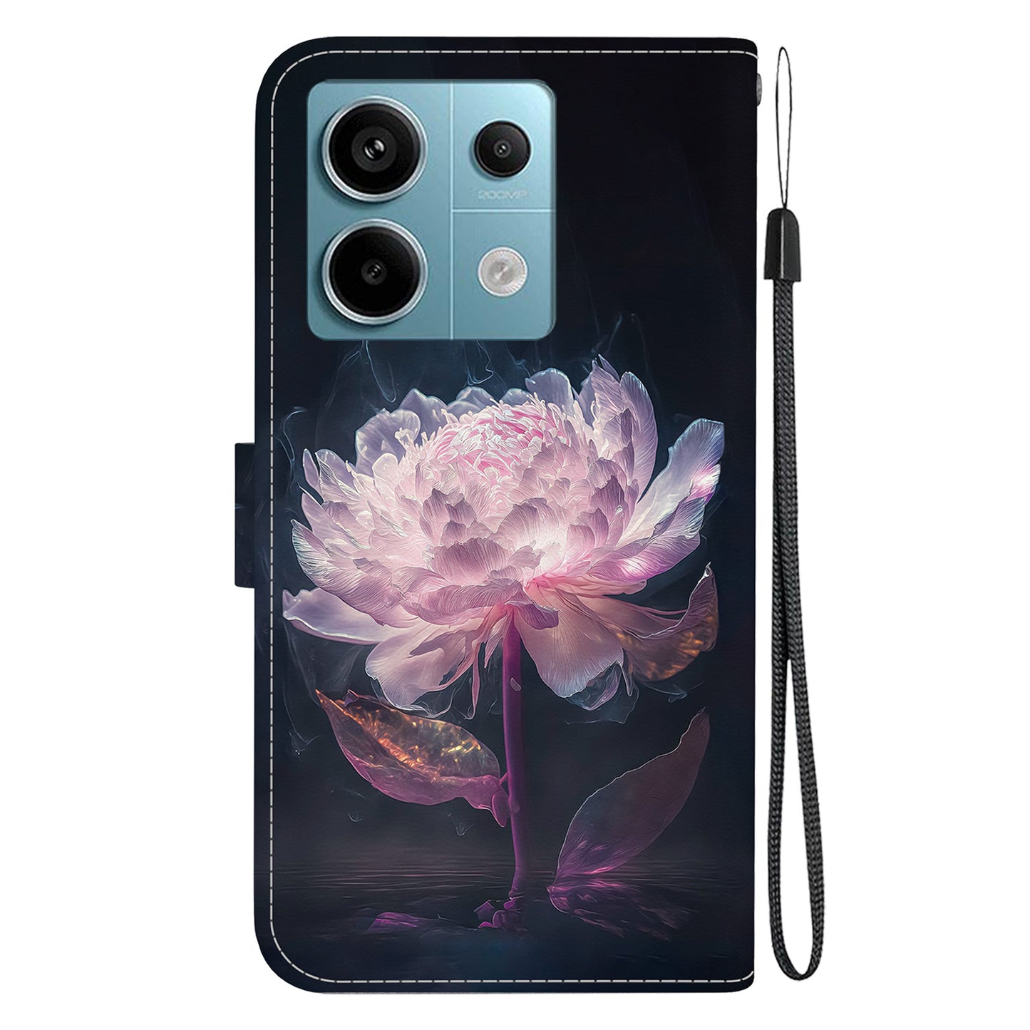 For Xiaomi Redmi Note 13 Pro 5G / Poco X6 5G Wallet Case Phone Leather Cover Pattern Printing - Purple Peony