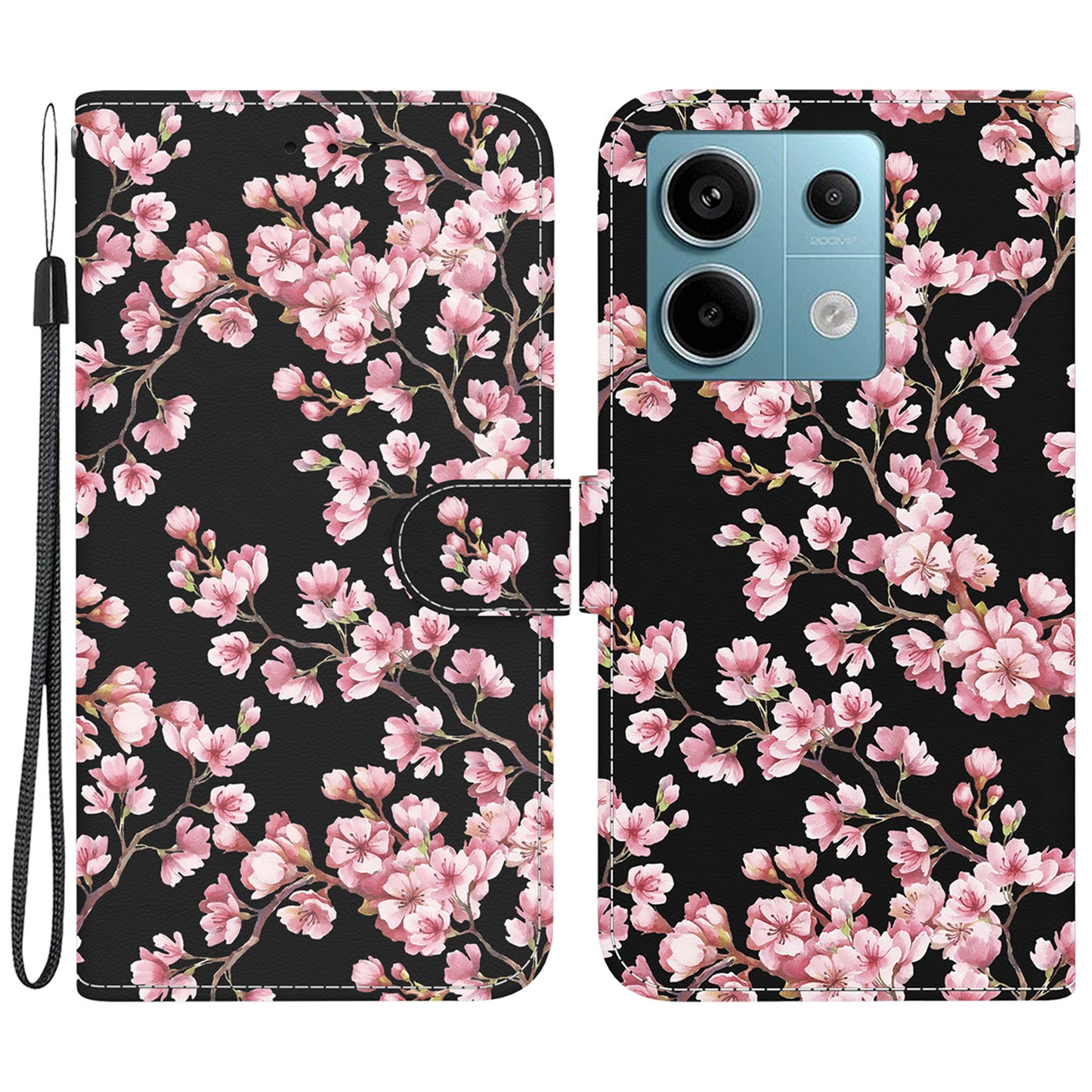 For Xiaomi Redmi Note 13 Pro 5G / Poco X6 5G Wallet Case Phone Leather Cover Pattern Printing - Plum Blossom