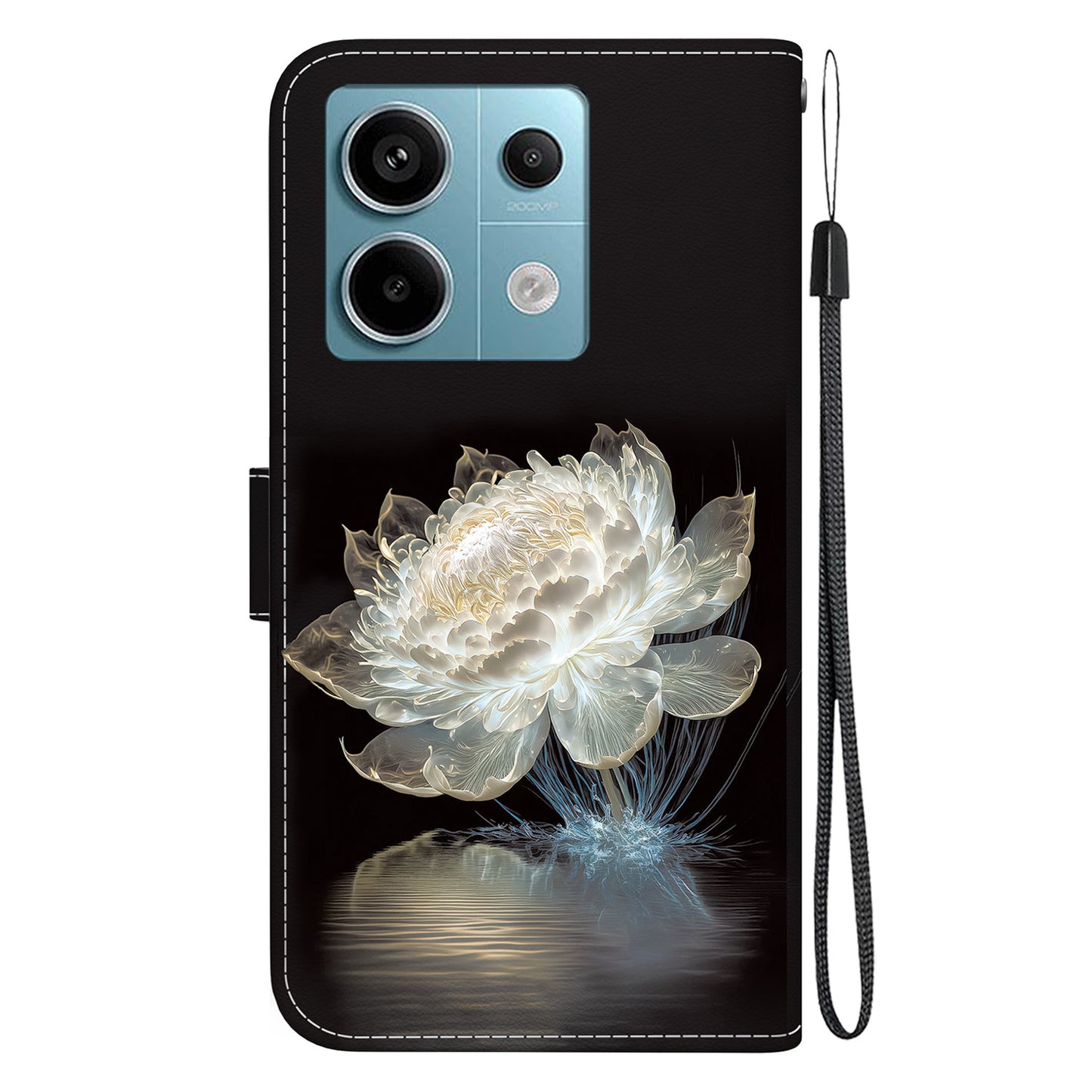 For Xiaomi Redmi Note 13 Pro 5G / Poco X6 5G Wallet Case Phone Leather Cover Pattern Printing - Crystal Peony