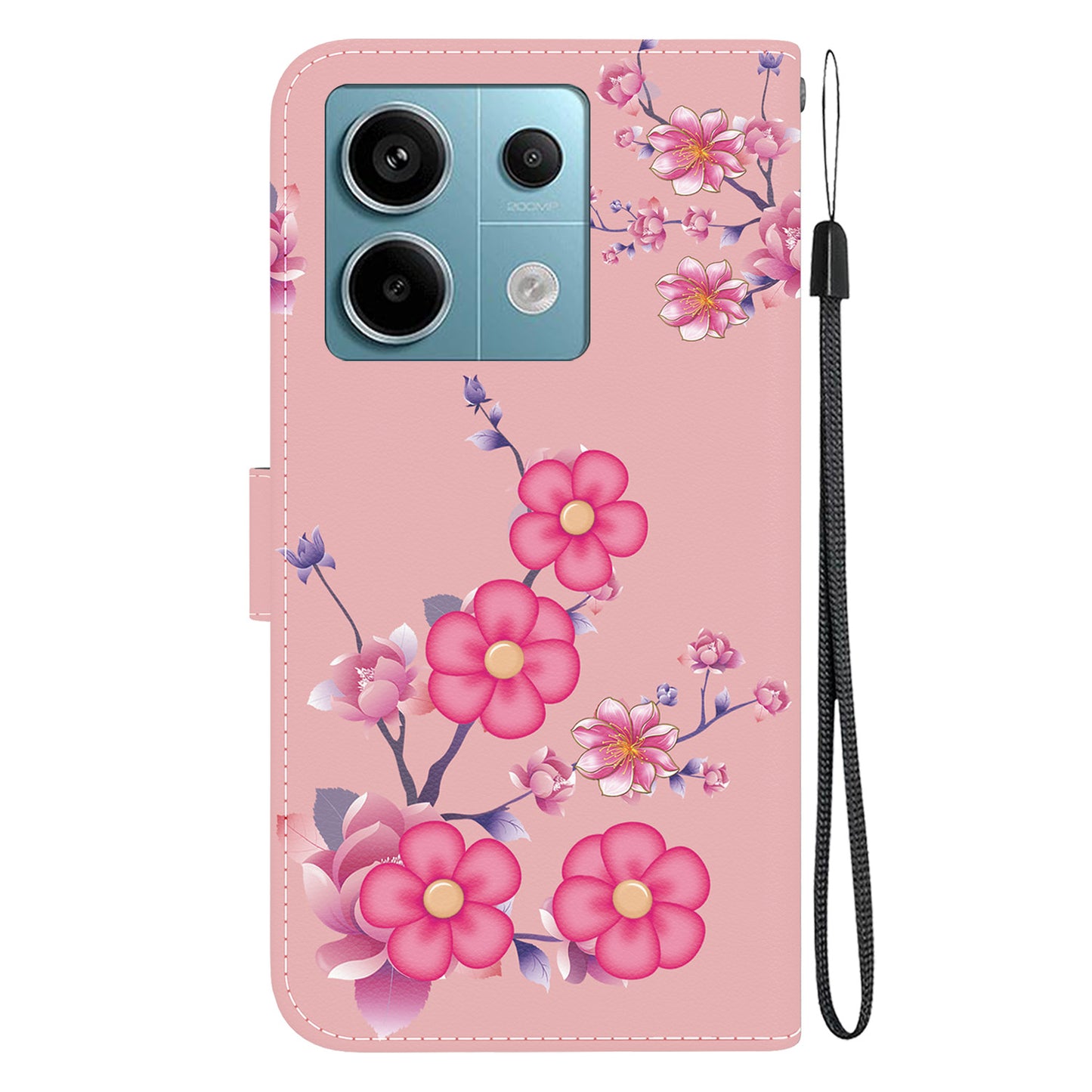 For Xiaomi Redmi Note 13 Pro 5G / Poco X6 5G Wallet Case Phone Leather Cover Pattern Printing - Sakura