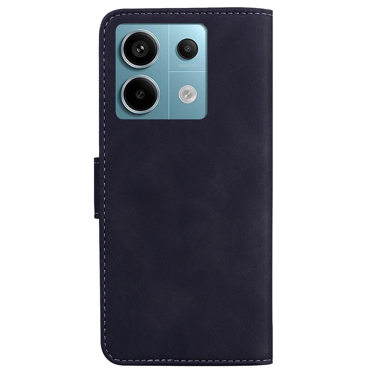 For Xiaomi Redmi Note 13 Pro 5G / Poco X6 5G Case Wallet Stand Solid Color Leather Phone Cover - Black