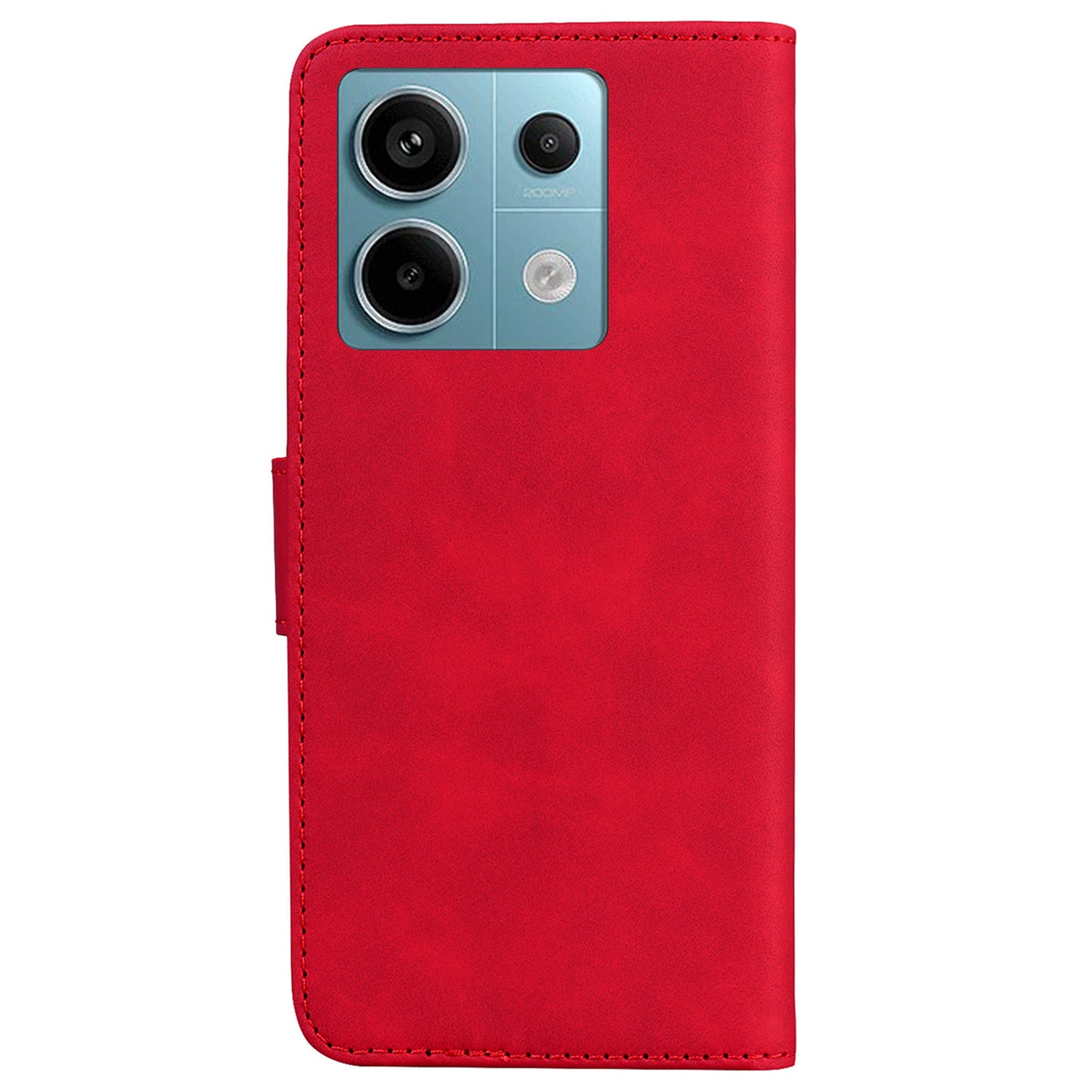 For Xiaomi Redmi Note 13 Pro 5G / Poco X6 5G Case Wallet Stand Solid Color Leather Phone Cover - Red