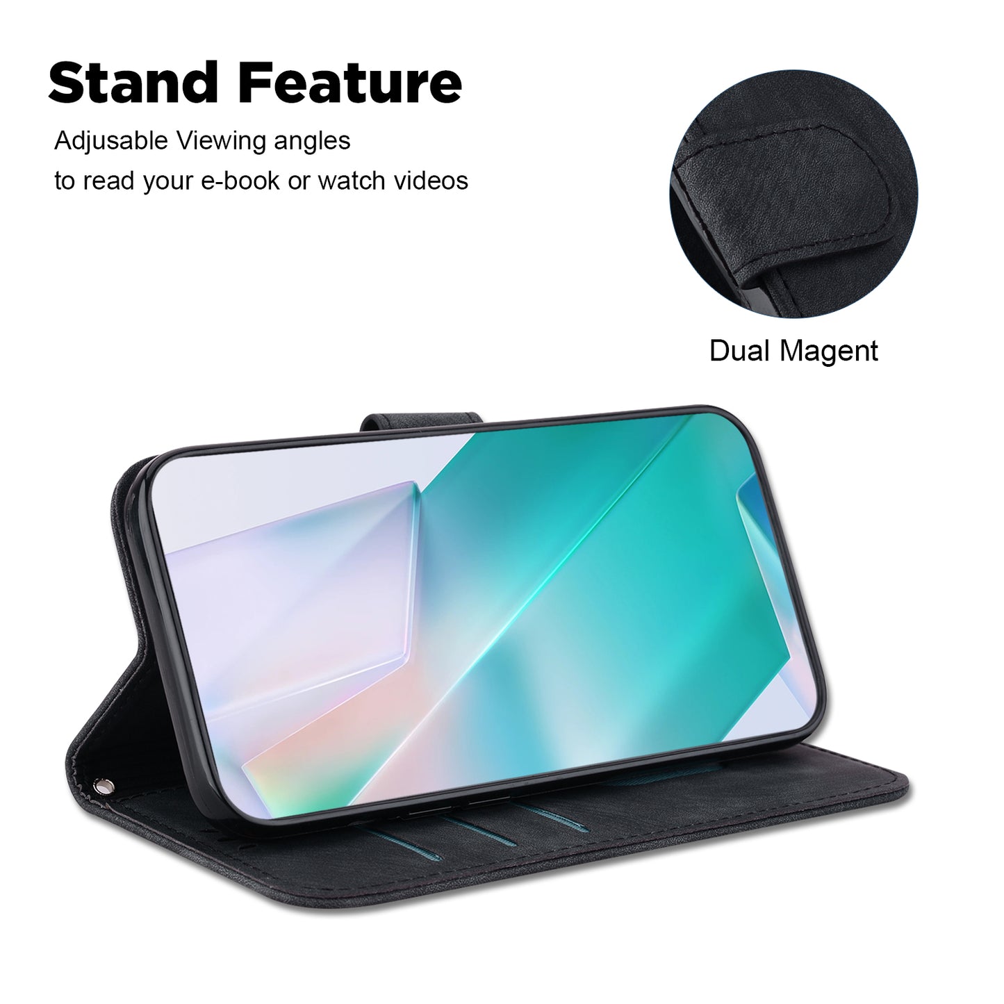 For Xiaomi Redmi Note 13 5G / Note 13 5G (China) Wallet Case Leather Cover Tiger Pattern - Black