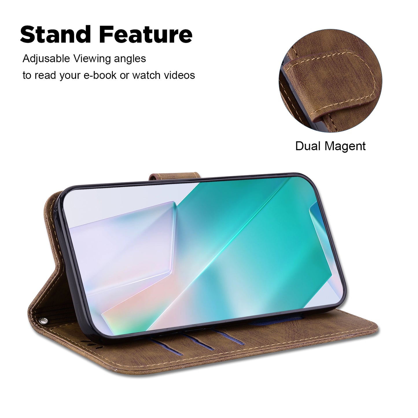 For Xiaomi Redmi Note 13 5G / Note 13 5G (China) Wallet Case Leather Cover Tiger Pattern - Brown